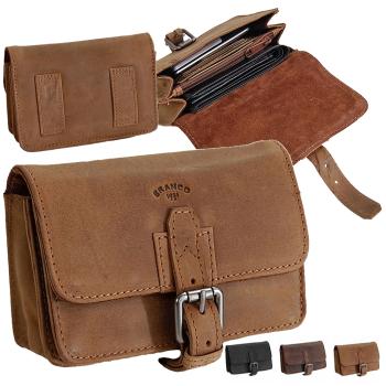 Robuste Gürteltasche Leder Bikertasche Bauchtasche 44007