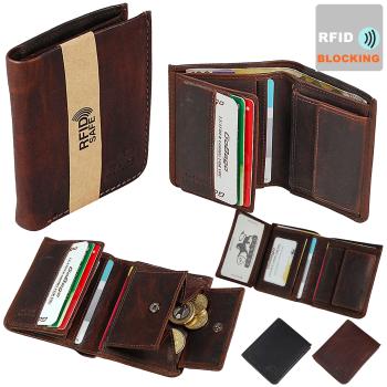 Herren Geldbörse Leder Herrenbörse RFID Geldbeutel kleines Portmonee Kombibörse 61543