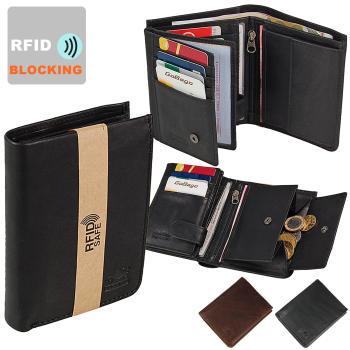 Herren Geldbörse RFID Schutz Hochformat Portemonnaie Echtleder Geldbeutel Hochformat 61951