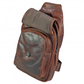 Bodybag Leder Schulterrucksack Rucksack Crossover Bag Damen Herren Tasche 61923