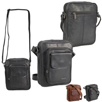 Herren Leder Umhängetasche Schultertasche Minibag Crossbag Ledertasche