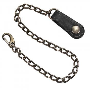 Sicherungskette Börsenkette für Kellnerbörse Gliederkette mit Karabinerhaken und Lederschlaufe 34000