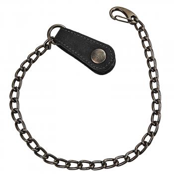 Sicherungskette Börsenkette für Kellnerbörse Gliederkette mit Karabinerhaken und Lederschlaufe 34000