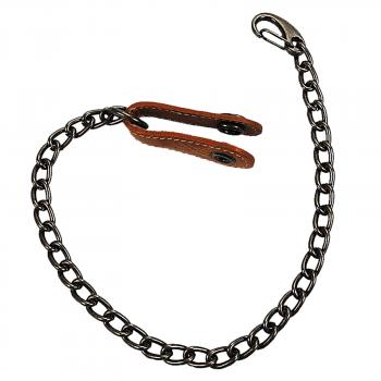 Sicherungskette Börsenkette für Kellnerbörse Gliederkette mit Karabinerhaken und Lederschlaufe 34000