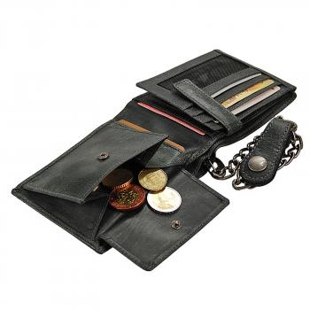 Herren Geldbörse Leder Geldbeutel mit Kette Querformat Kettenbörse im Vintage Look Bikerbörse 34014