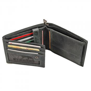 Herren Geldbörse Leder Geldbeutel mit Kette Querformat Kettenbörse im Vintage Look Bikerbörse 34014