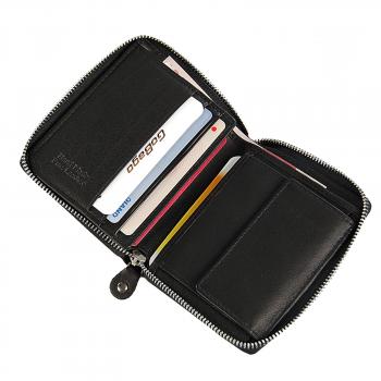 Herrenbörse Reißverschluss RFID Blocker Geldbörse Leder Geldbeutel 60952