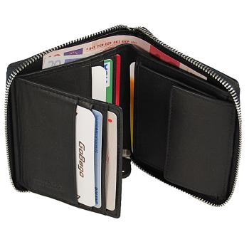 Herrenbörse Reißverschluss RFID Blocker Geldbörse Leder Geldbeutel 60952