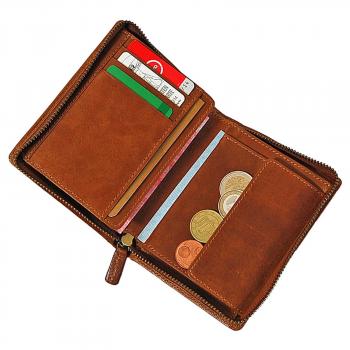 Herren Reißverschluss Geldbörse Leder Herrenbörse Portemonnaie Geldbeutel 35009