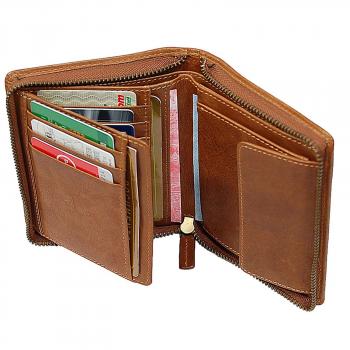 Herren Reißverschluss Geldbörse Leder Herrenbörse Portemonnaie Geldbeutel 35009