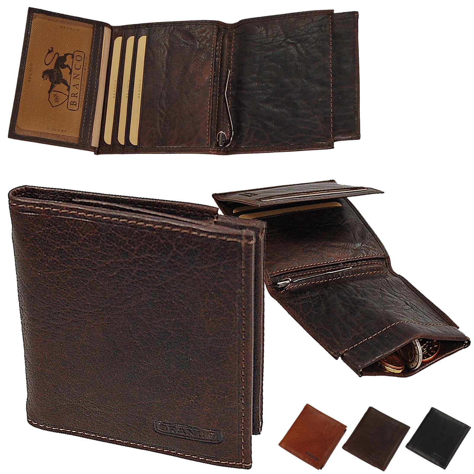 Branco E-Flagship Store - Herren Dollarclip Geldbörse Leder 