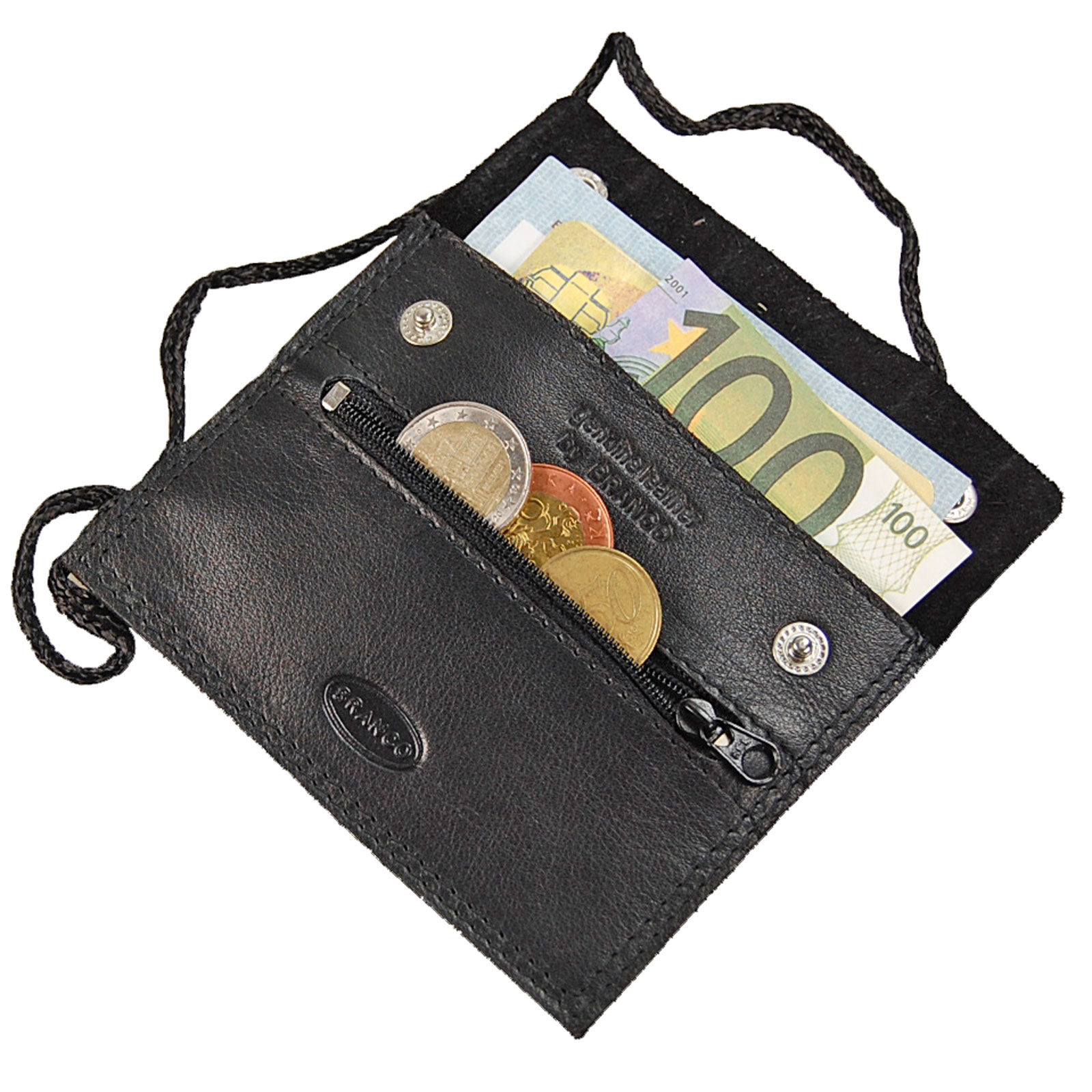 BOCCX kleiner Brustbeutel Leder Brusttasche Klarsichtfach Security Wallet 10018 