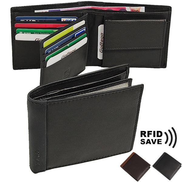 Schlanke Herren Geldbörse Leder Geldbeutel Herrenbörse RFID Schutz 60944