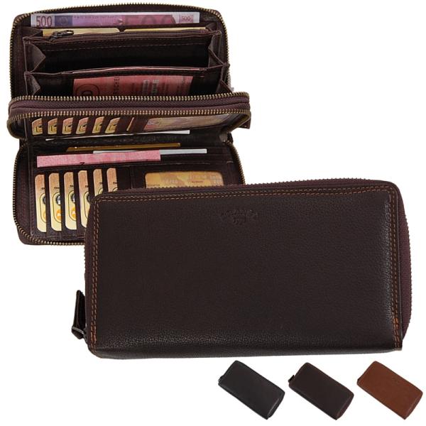 Große Damen Clutch Geldbörse Leder Damenbörse Geldbeutel Portemonnaie 70594