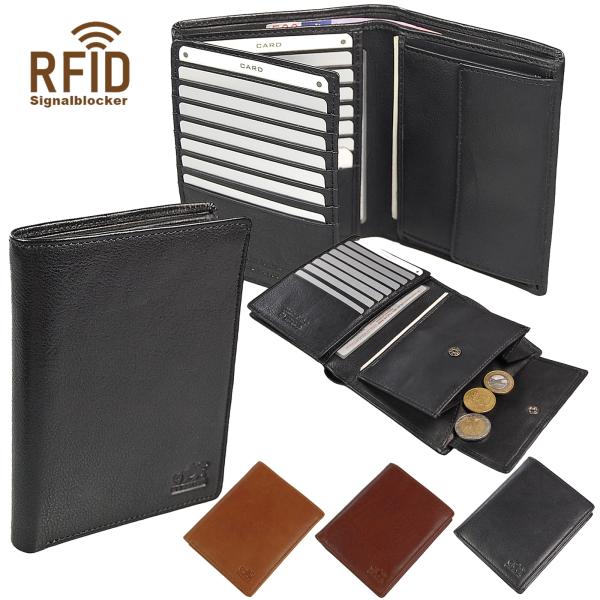 Herren Geldbörse Leder Geldbeutel RFID protected Portemonnaie Kombibörse Börse 95627