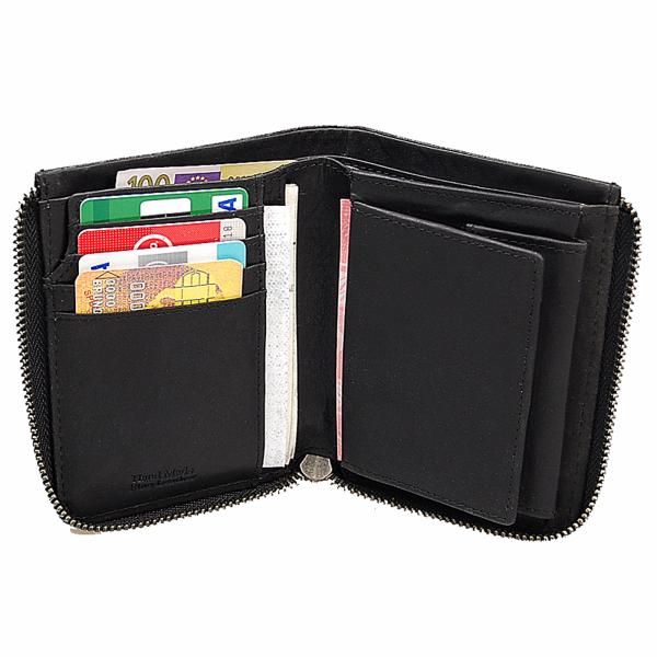 RFID Leder Herren Geldbörse Wiener Kiste Geldbeutel mit Reißverschluss 61007