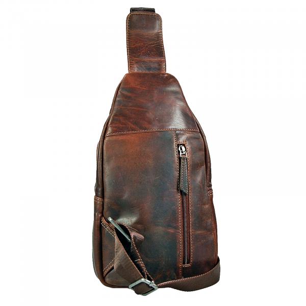 Bodybag Leder Schulterrucksack Rucksack Crossover Bag Damen Herren Tasche 61923