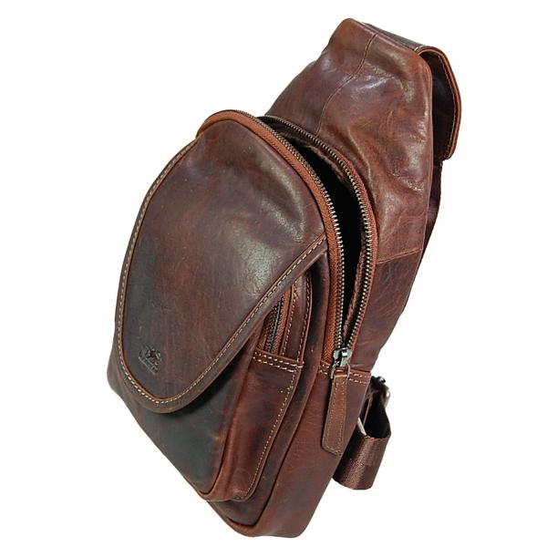 Bodybag Leder Schulterrucksack Rucksack Crossover Bag Damen Herren Tasche 61923