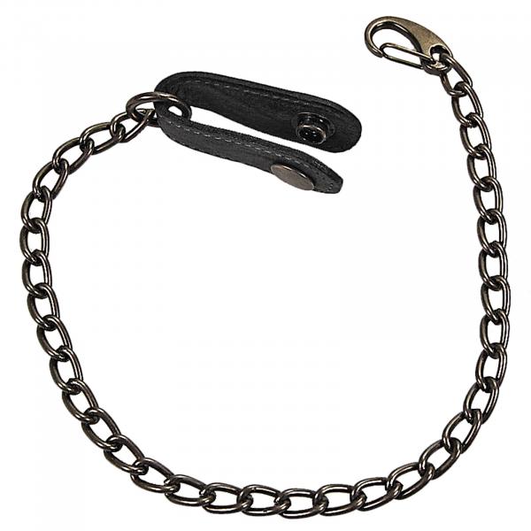 Sicherungskette Börsenkette für Kellnerbörse Gliederkette mit Karabinerhaken und Lederschlaufe 34000