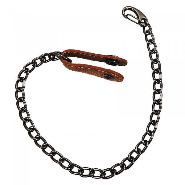 Sicherungskette Börsenkette für Kellnerbörse Gliederkette mit Karabinerhaken und Lederschlaufe 34000