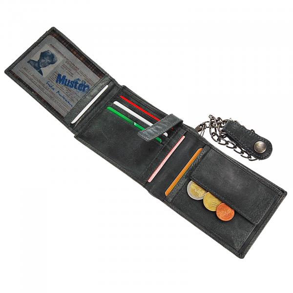 Herren Geldbörse Leder Geldbeutel mit Kette Querformat Kettenbörse im Vintage Look Bikerbörse 34014