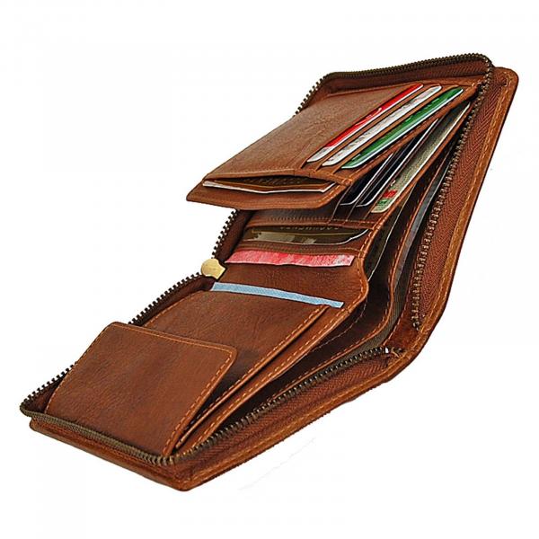 Herren Reißverschluss Geldbörse Leder Herrenbörse Portemonnaie Geldbeutel 35009