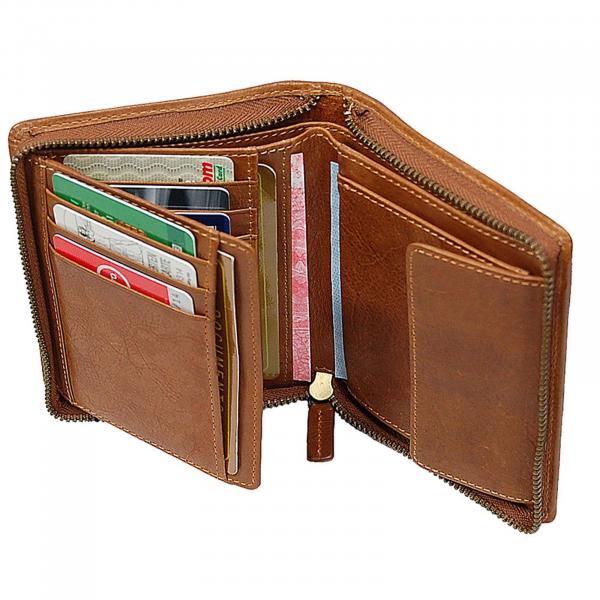 Herren Reißverschluss Geldbörse Leder Herrenbörse Portemonnaie Geldbeutel 35009