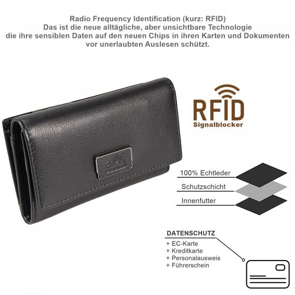 Damen Geldbörse Leder Damenbörse Portemonnaie Geldbeutel mit RFID Schutz 64270
