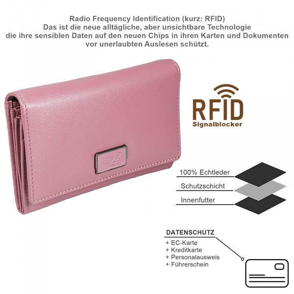 Damen Geldbörse Leder Damenbörse RFID Portemonnaie Geldbeutel Börse 64271